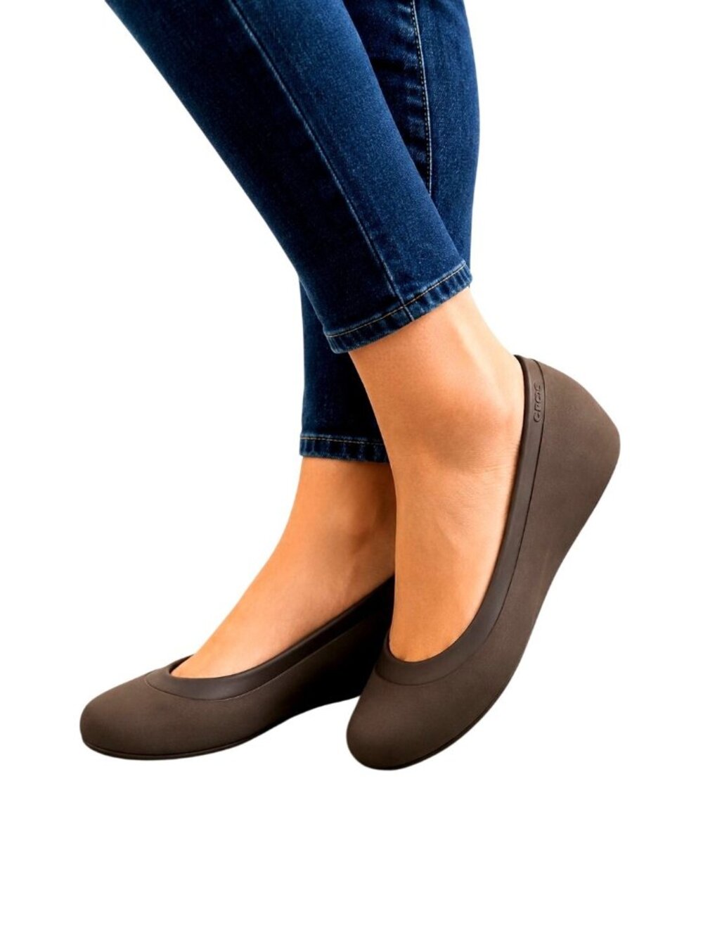 Crocs Ballet Flats Brown Slip-On Minimalist Loafer Shoes Lightweight Women 8W
